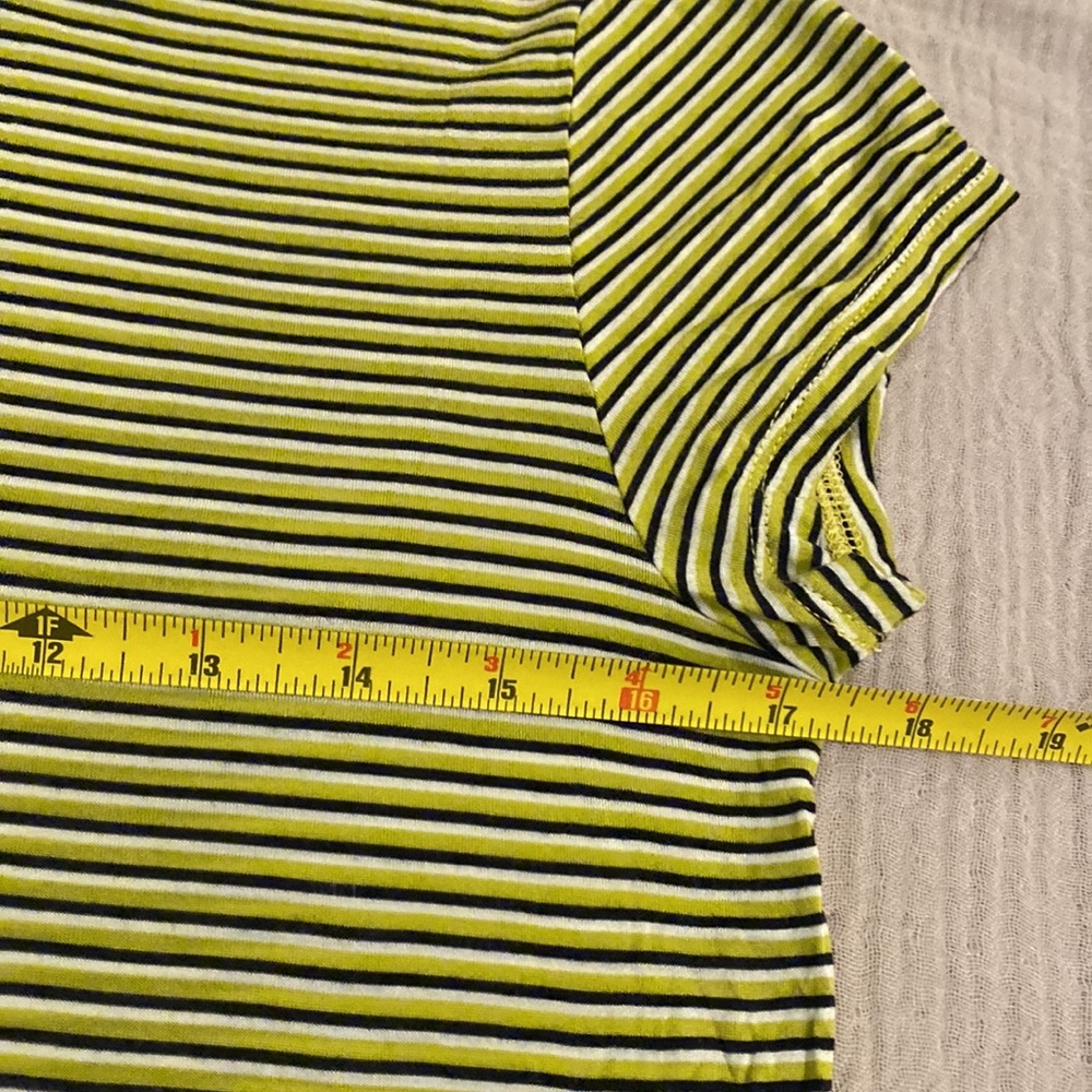 Theory Green and Black Striped Short Sleeve Top. Size P - Picture 6 of 6